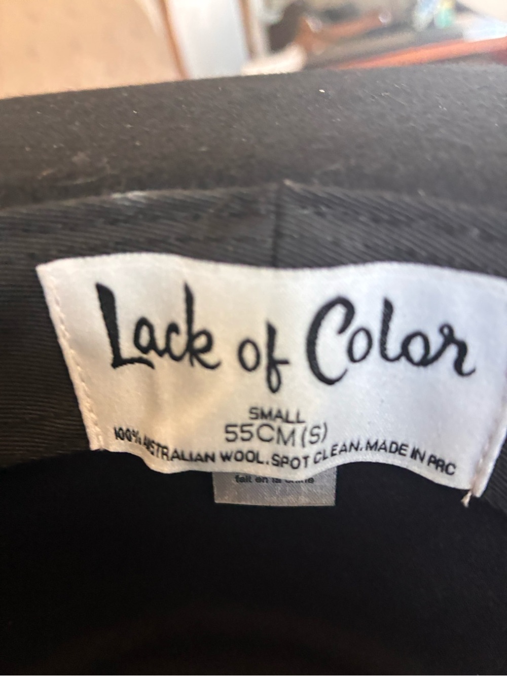 Lack Of Color Black Wool Hat with White Label - Picture 4 of 4